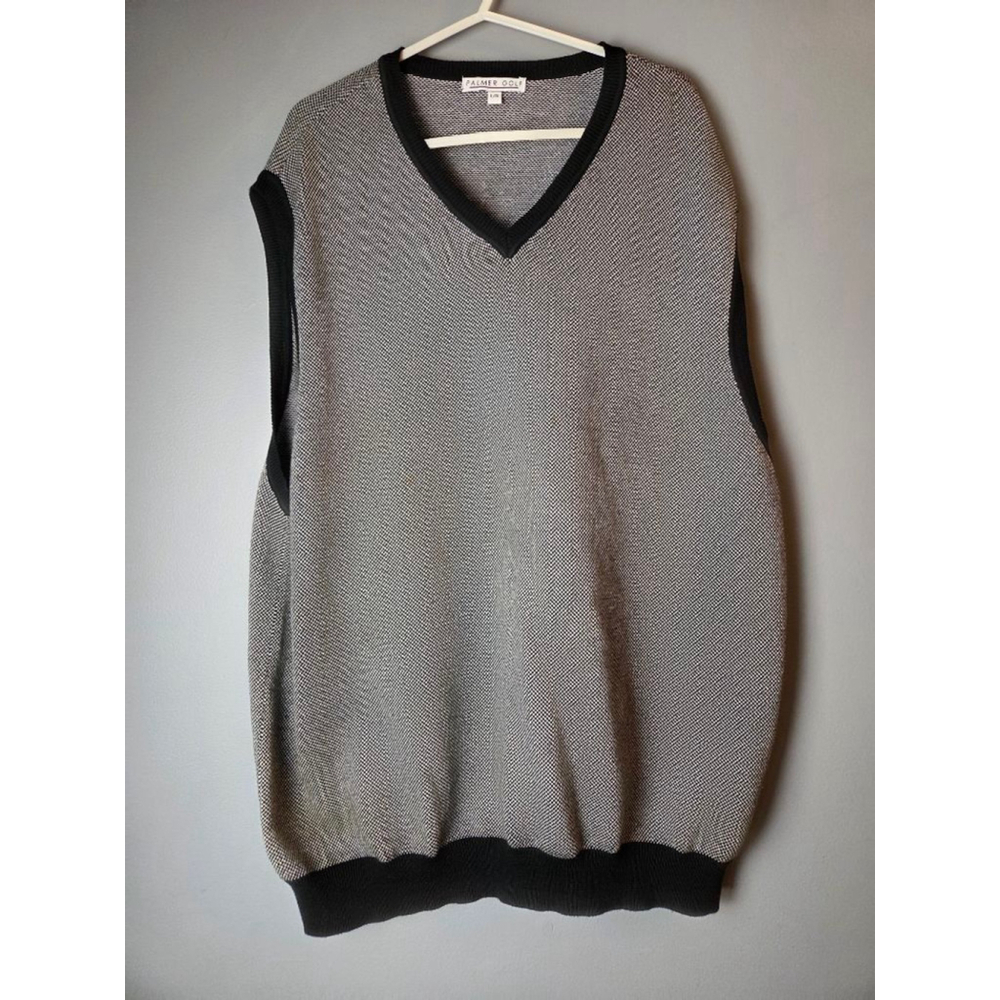 Vintage Men's Palmer Golf Black & White V-Neck Sweater Vest L